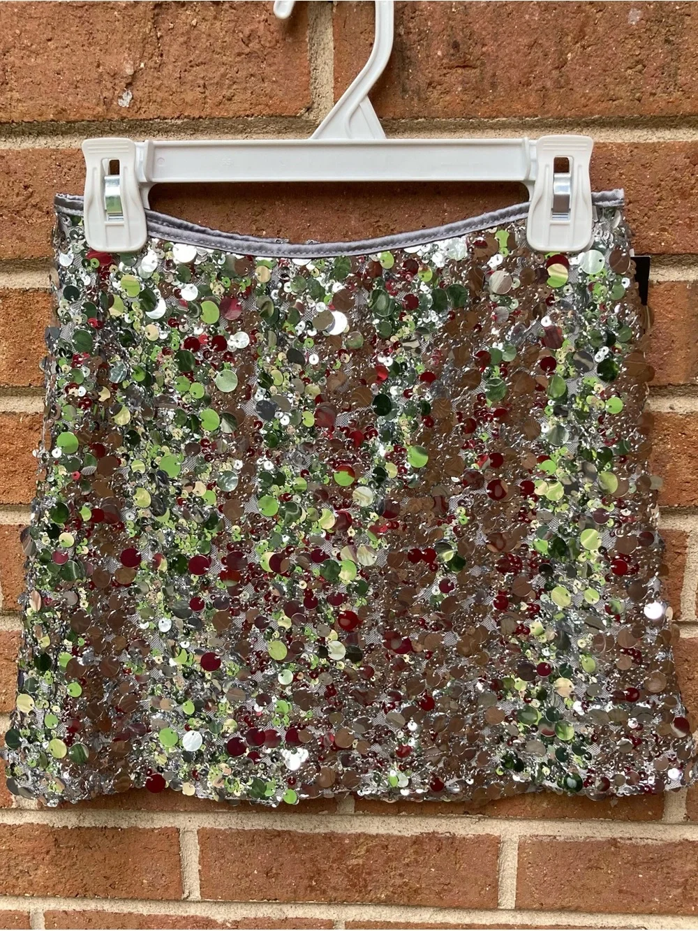 Silver Sequin Mini Skirt - Size: 8